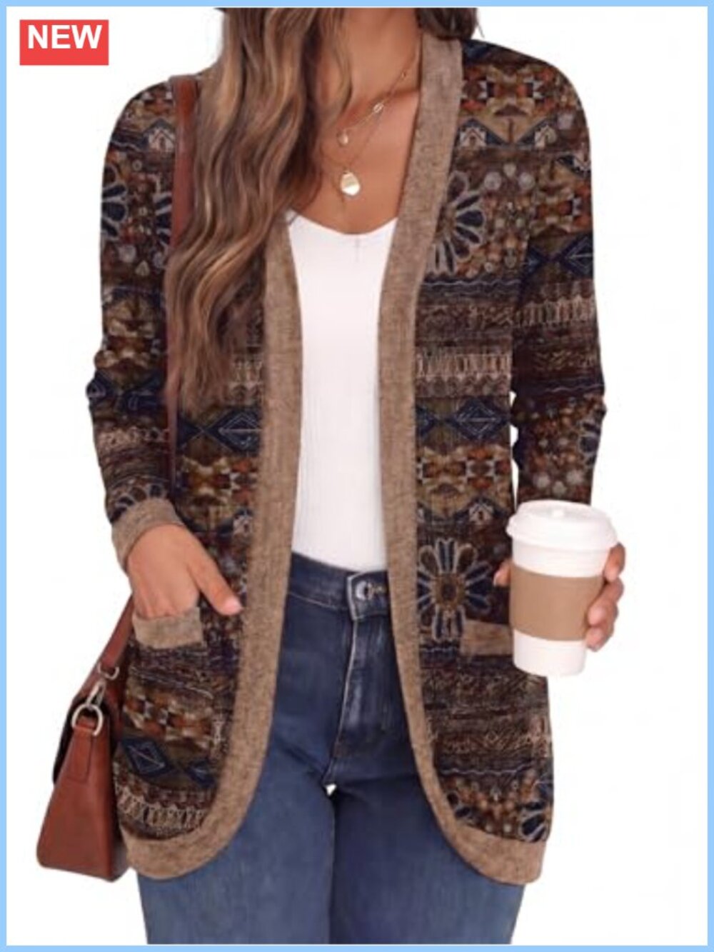 Womens Open Front Cardigan Long Sleeve Ribbed Knit Sweater Outerwear with